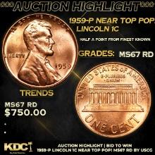 ***Auction Highlight*** 1959-p Lincoln Cent Near Top Pop! 1c Graded GEM++ Unc RD BY USCG (fc)