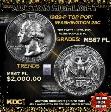 ***Auction Highlight*** 1989-p Washington Quarter TOP POP! 25c Graded ms67 pl BY SEGS (fc)