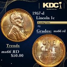 1957-d Lincoln Cent 1c Grades GEM+ Unc RD