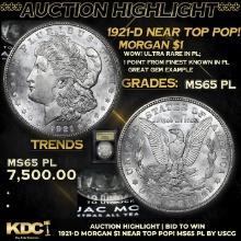 ***Auction Highlight*** 1921-d Near Top Pop! Morgan Dollar 1 Graded ms65 pl By USCG