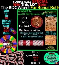 CRAZY Penny Wheel Buy THIS 1964-p solid Red BU Lincoln 1c roll & get 1-10 BU Red rolls FREE WOW