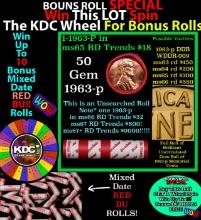 CRAZY Penny Wheel Buy THIS 1963-p solid Red BU Lincoln 1c roll & get 1-10 BU Red rolls FREE WOW