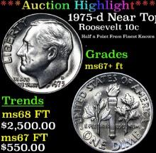 ***Auction Highlight*** 1975-d Roosevelt Dime Near Top Pop! 10c Graded Gem++ FT By USCG (fc)