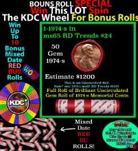 CRAZY Penny Wheel Buy THIS 1974-s solid Red BU Lincoln 1c roll & get 1-10 BU Red rolls FREE WOW