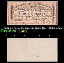 1864 3rd Series Confederate States Thirty Dollars Note Grades Select CU