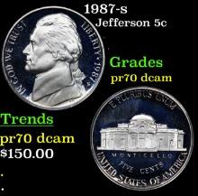 Proof 1987-s Jefferson Nickel 5c Graded pr70 dcam By SEGS