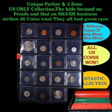 Unique Father & 2 Sons US ONLY Collection,The kids focused on Proofs and Dad on SILVER business stri