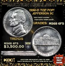 ***Auction Highlight*** 1996-d Jefferson Nickel TOP POP! 5c Graded GEM++ 6fs By USCG (fc)
