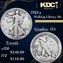 1923-s Walking Liberty Half Dollar 50c Grades f+