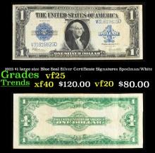 1923 Speelman/White $1 large size Blue Seal Silver Certificate Grades vf+