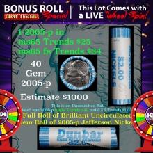 1-5 FREE BU Nickel rolls with win of this 2005-p 40 pcs Dunbar $2 Nickel Wrapper
