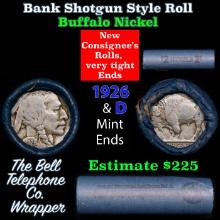 Buffalo Nickel Shotgun Roll in Old Bank Style 'Bell Telephone' Wrapper 1926 & d Mint Ends