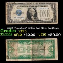 1928B "Funnyback" $1 Blue Seal Silver Certificate Grades vf+