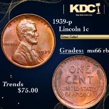 1939-p Lincoln Cent 1c Grades GEM+ Unc RB