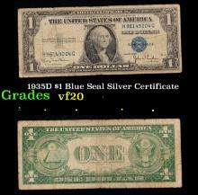 1935D $1 Blue Seal Silver Certificate Grades vf, very fine