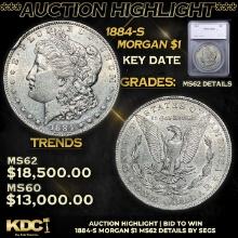 ***Auction Highlight*** 1884-s Morgan Dollar $1 Graded ms62 details BY SEGS (fc)