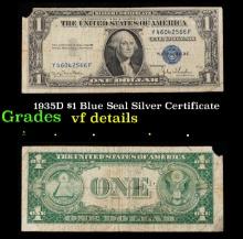 1935D $1 Blue Seal Silver Certificate Grades vf details