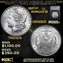 ***Auction Highlight*** 1897-p Morgan Dollar 1 Graded ms65+ By SEGS (fc)