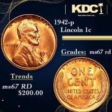1942-p Lincoln Cent 1c Grades GEM++ Unc RD