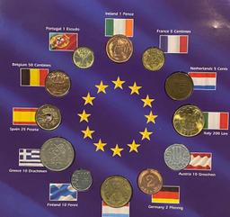 The Last European Coins Set Of 15 Uncirculated Coins, Before Euro Adoption