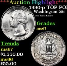 ***Auction Highlight*** 1990-p Washington Quarter TOP POP! 25c Graded ms67 By SEGS (fc)