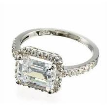decadence sterling silver emerald cut halo engagement ring Size 6