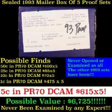 Original sealed box 5- 1993 United States Mint Proof Sets