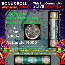 1-5 FREE BU Jefferson rolls with win of this2003-d 40 pcs US Mint $2 Nickel Wrapper