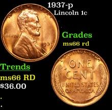 1937-p Lincoln Cent 1c Grades GEM+ Unc RD