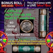 1-5 FREE BU Jefferson rolls with win of this2003-d 40 pcs US Mint $2 Nickel Wrapper