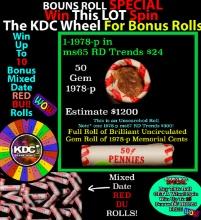INSANITY The CRAZY Penny Wheel 1000s won so far, WIN this 1978-p BU RED roll get 1-10 FREE
