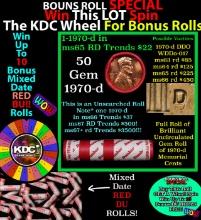 1-10 FREE BU RED Penny rolls with win of this 1970-d SOLID RED BU Lincoln 1c roll incredibly FUN whe