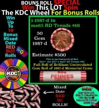 INSANITY The CRAZY Penny Wheel 1000s won so far, WIN this 1987-d BU RED roll get 1-10 FREE