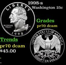 Proof 1998-s Washington Quarter 25c Grades GEM++ Proof Deep Cameo