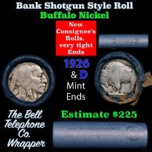 Buffalo Nickel Shotgun Roll in Old Bank Style 'Bell Telephone' Wrapper 1926 & d Mint Ends