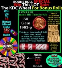 INSANITY The CRAZY Penny Wheel 1000s won so far, WIN this 1962-p BU RED roll get 1-10 FREE