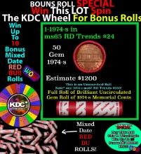 INSANITY The CRAZY Penny Wheel 1000s won so far, WIN this 1974-s BU RED roll get 1-10 FREE