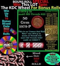 1-10 FREE BU RED Penny rolls with win of this 1979-p SOLID RED BU Lincoln 1c roll incredibly FUN whe