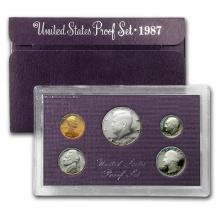 1987 United States Mint Proof Set 5 coins No Outer Box