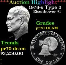 Proof ***Auction Highlight*** 1976-s Type 2 Eisenhower Dollar $1 Graded pr70 DCAM BY SEGS (fc)