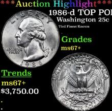 ***Auction Highlight*** 1986-d Washington Quarter TOP POP! 25c Graded ms67+ BY SEGS (fc)
