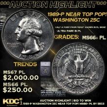 ***Auction Highlight*** 1989-p Washington Quarter Near TOP POP! 25c Graded ms66+ pl By SEGS (fc)
