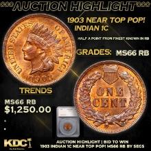 ***Auction Highlight*** 1903 Indian Cent Near TOP POP! 1c Graded ms66 RB By SEGS (fc)