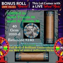 1-5 FREE BU Jefferson rolls with win of this 2010-d solid BU Jefferson 5c $2 Nickel roll & get 1-5 B