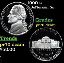 Proof 1990-s Jefferson Nickel 5c Grades GEM++ Proof Deep Cameo