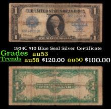 1934C $10 Blue Seal Silver Certificate Grades Select AU