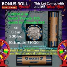 1-5 FREE BU Jefferson rolls with win of this 2004-d Keel Boat solid BU Jefferson 5c $2 Nickel roll &