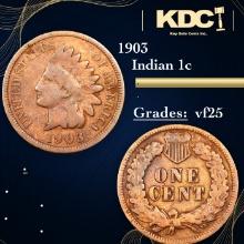 1903 Indian Cent 1c Grades vf+
