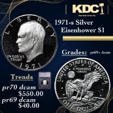 Proof 1971-s Silver Eisenhower Dollar 1 Graded pr69+ dcam By SEGS