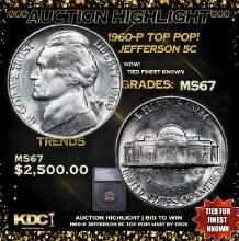 ***Auction Highlight*** 1960-p Jefferson Nickel TOP POP! 5c Graded ms67 BY SEGS (fc)